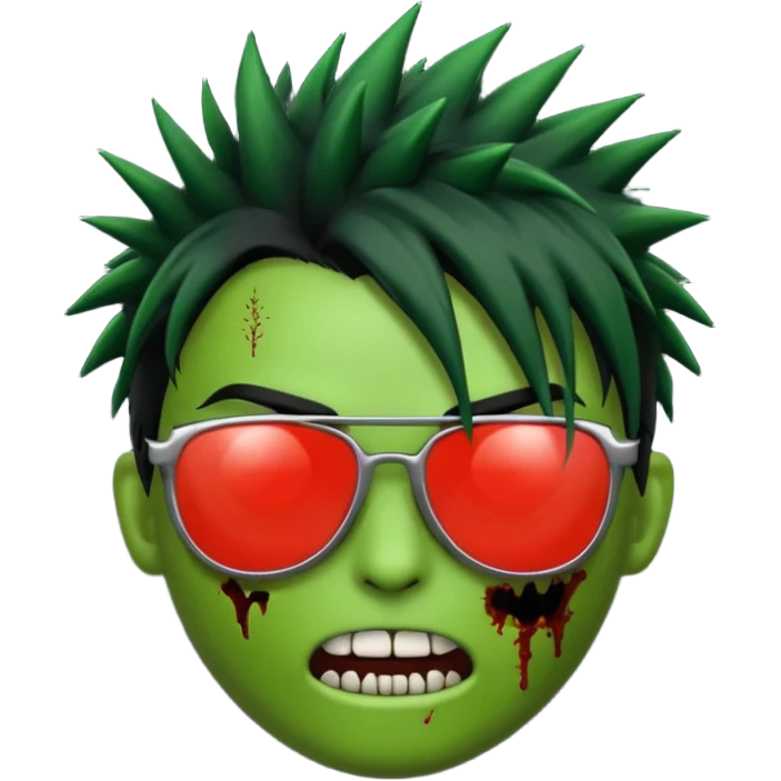 Emoji de zombi com óculos e cabelo preto emo emoji