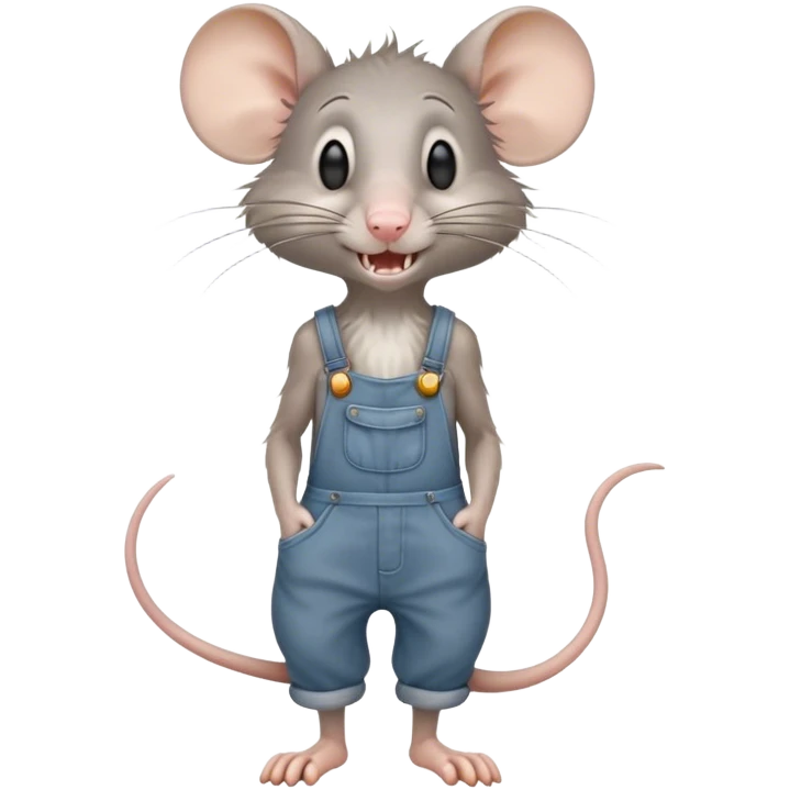 skinny grey-rat disheveled long-nose wearing-overalls no-shirt confused teeth-showing full-body emoji