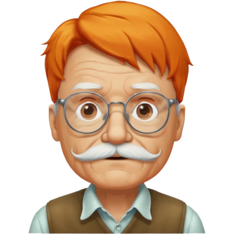 old man, orange hair, white mustache, wearing glasses emoji
