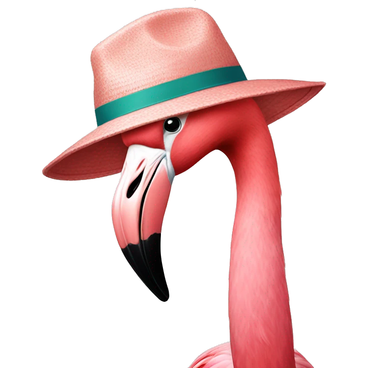 Flamingo wearing a hat emoji