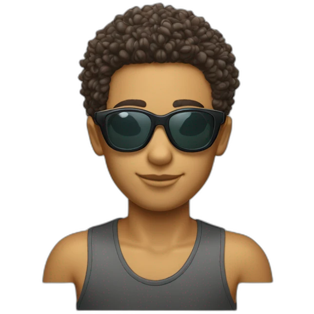 Garçon cheveux bouclés avec un taper et des lunette oakley emoji