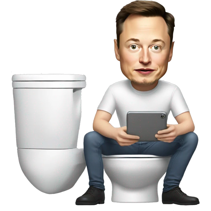 elon musk on a toilet looking at his phone emoji