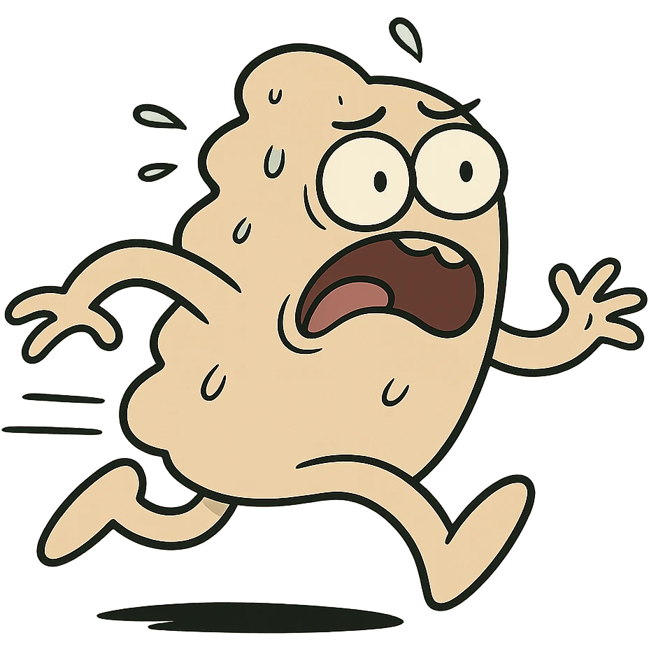 a panicked blob running, wide eyes, dynamic pose emoji