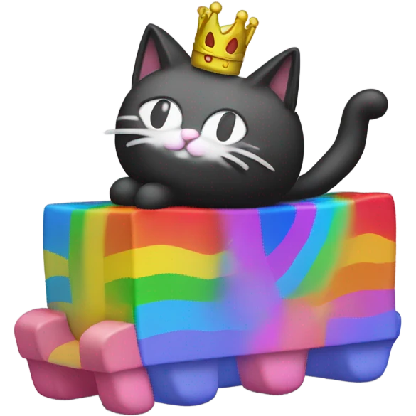 Nyan Cat King Full body  black and white with rainbow box covering it’s whole back emoji