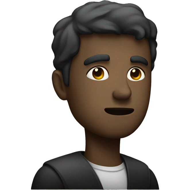 moody portrait of a man with hand raised emoji
