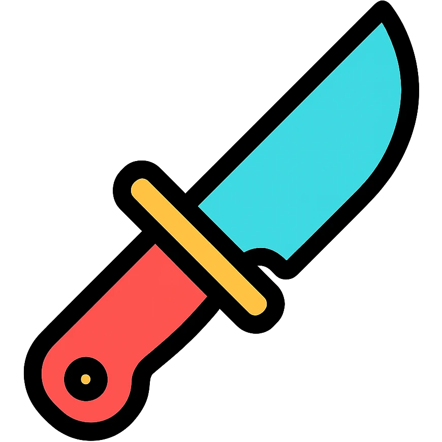 color outline icon of a TikTok knife, reversed emoji