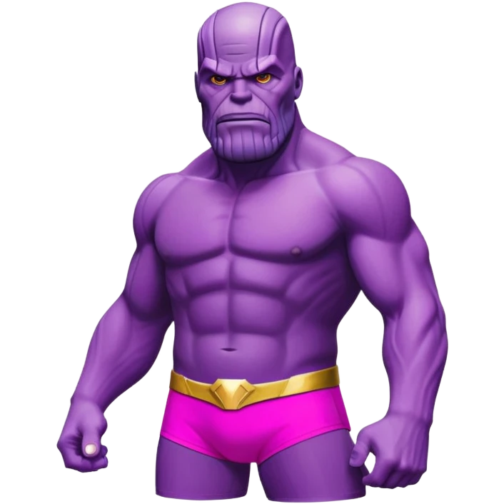 Thanos from Marvel in a bright pink swimsuit  emoji