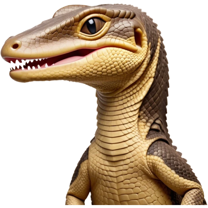 Cinematic Realistic Cute Yawning Monitor Lizard Portrait Emoji, Head tilted slightly with a dramatic, wide-open yawn, showcasing a soft, textured scaled hide with subtly drooping features and half-closed, drowsy eyes, rendered with meticulous natural detail and warm shadows, high shine, relaxed yet expressive, styled with a dash of desert charm, soft glowing outline, capturing the essence of a sleepy yet affectionate monitor lizard that appears ready to stretch out for a restful nap! emoji