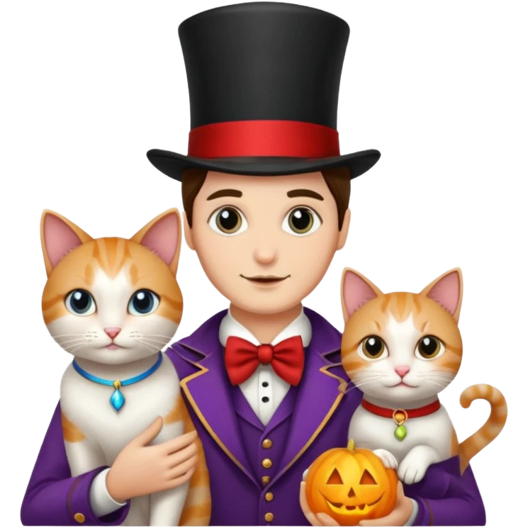 magician couple and their pet cat emoji