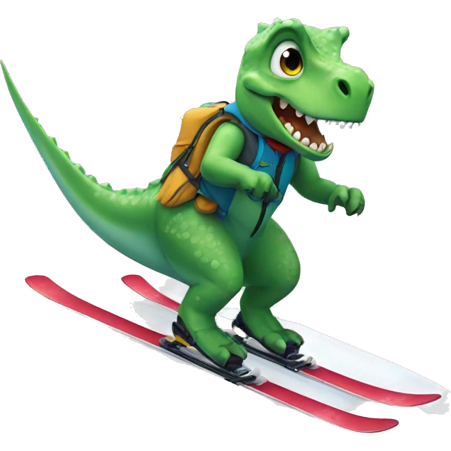 Dino skiing emoji