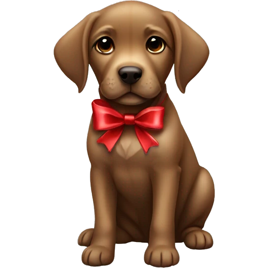 cute baby brown labrador with christmas bow emoji
