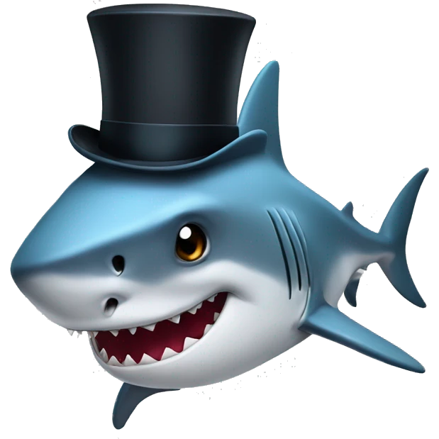 Shark with a top hat emoji