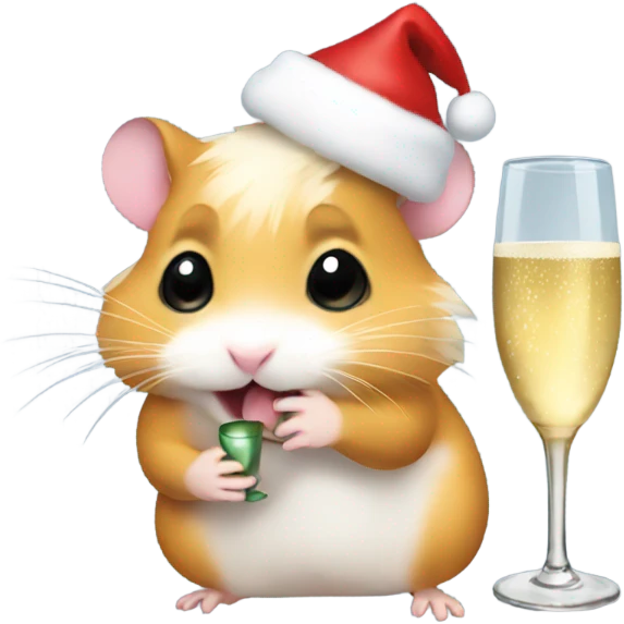 hamster christmas with champagne emoji