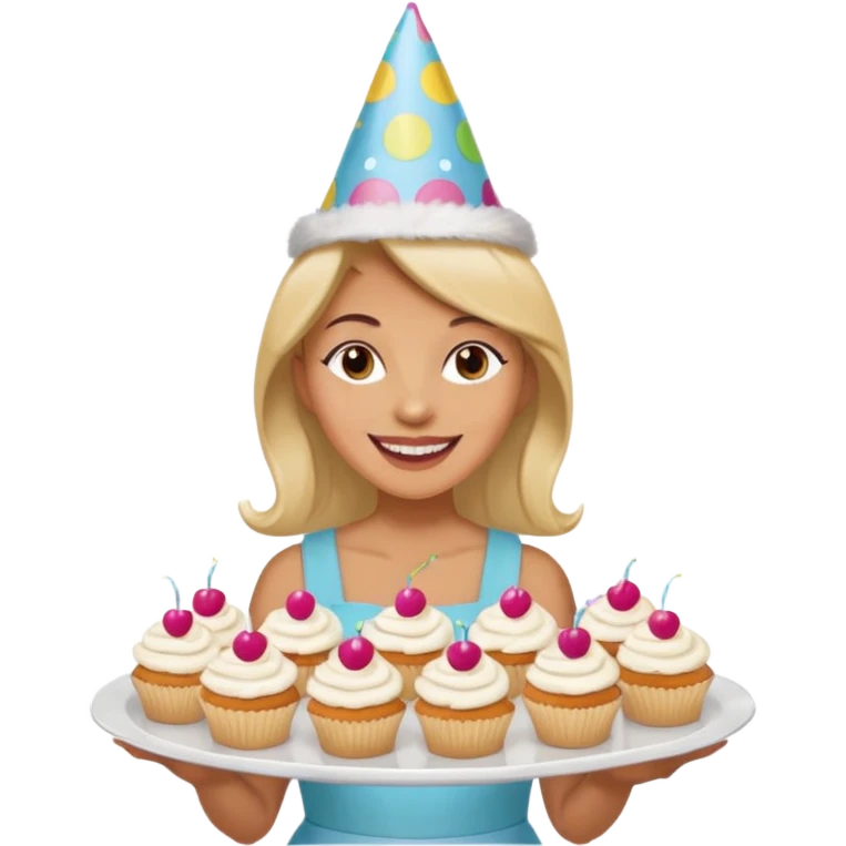
Woman holding tray of cupcakes

 emoji