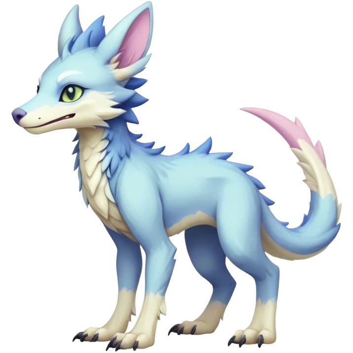 Feral Rare Fantasy cute pastel Vernid-Sergal-animal-creature-hybrid by LiLaiRa, markings, tufted ears, full body emoji