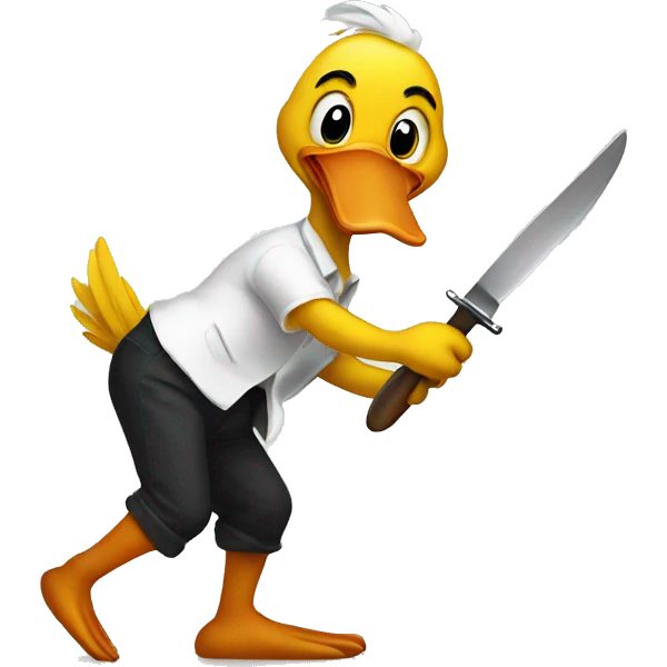 Dancing duck holding a knife emoji
