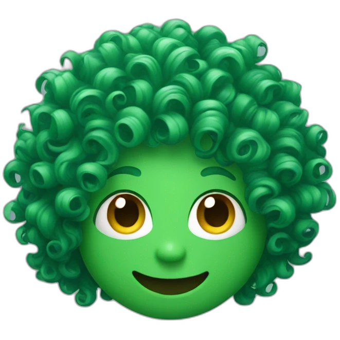 green curly hair smiley emoji