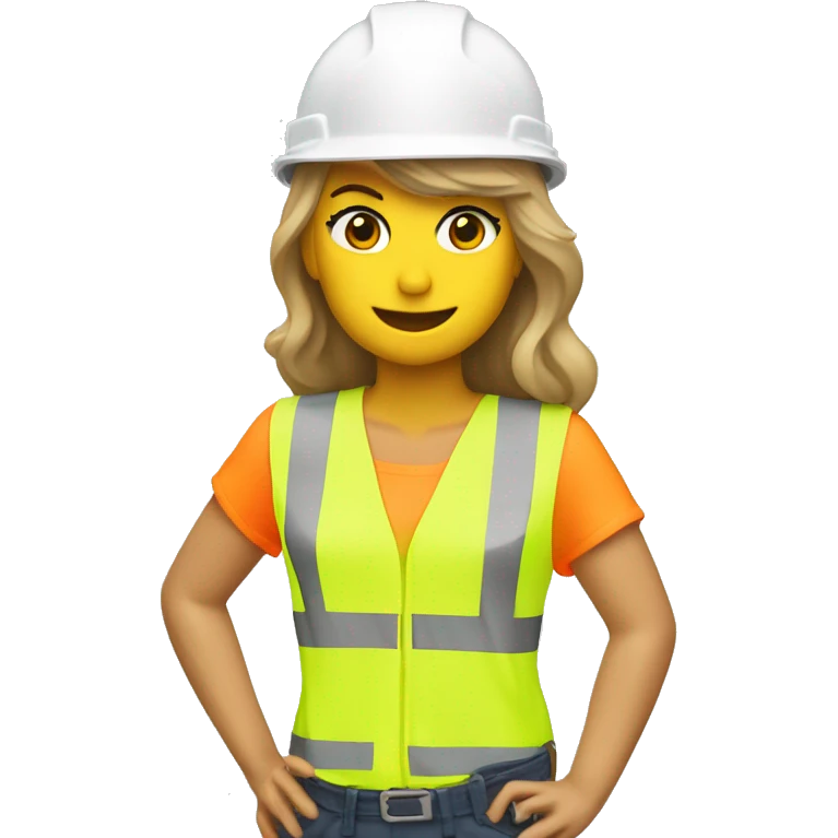 Taylor Swift is a construction worker wearing a patriotic dress with a neon yellow safety vest over the dress. she also has a hard hat and a patriotic patch on the vest.  emoji