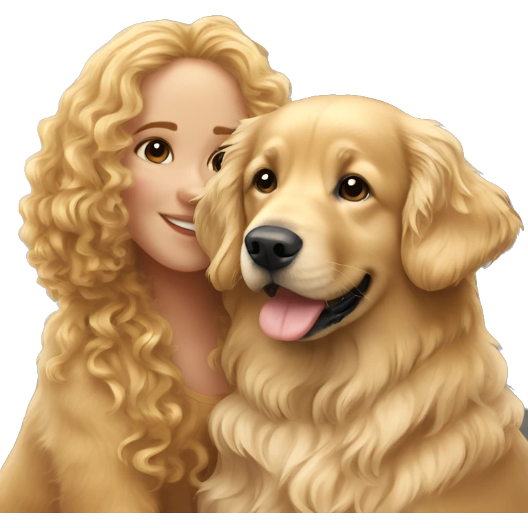 golden retriever with a curly haired girl emoji