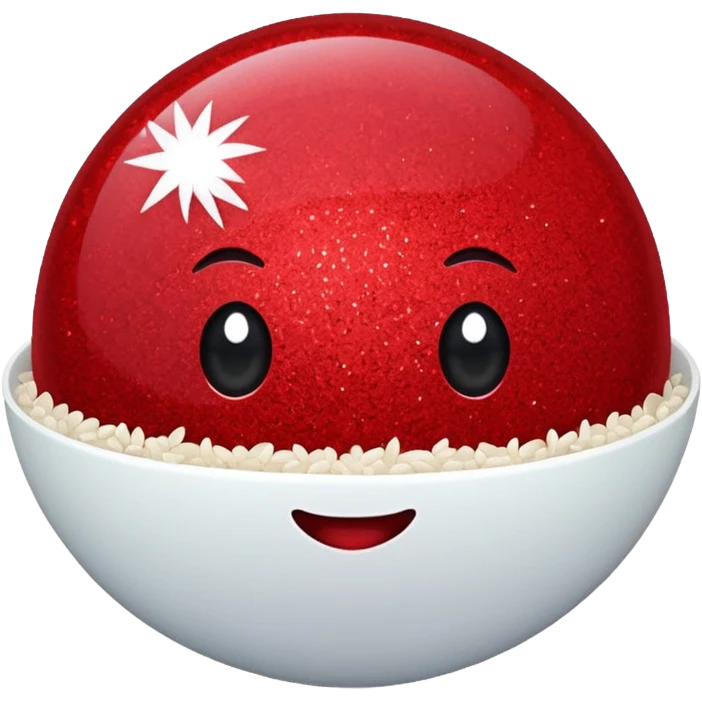 red glitter rice ball emoji