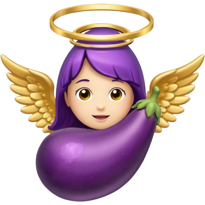 Original eggplant emoji wearing an angel halo emoji