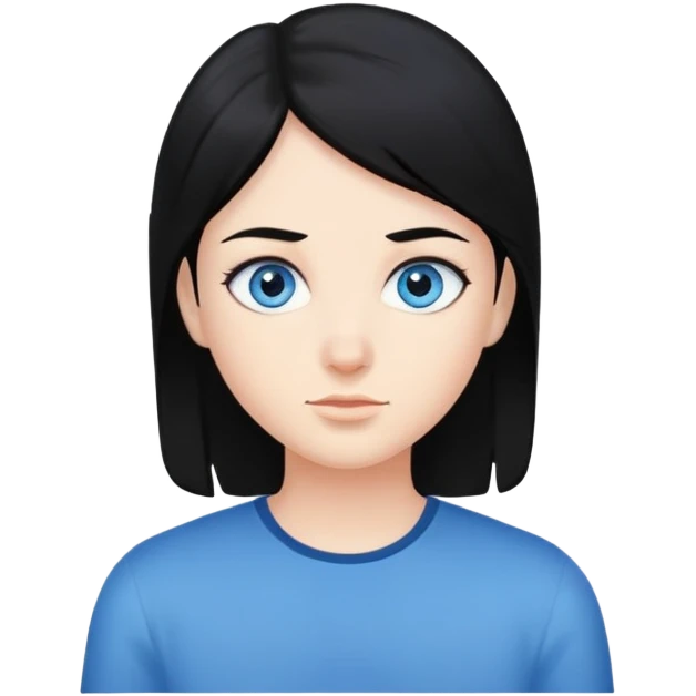 Black hair blue eyes emoji