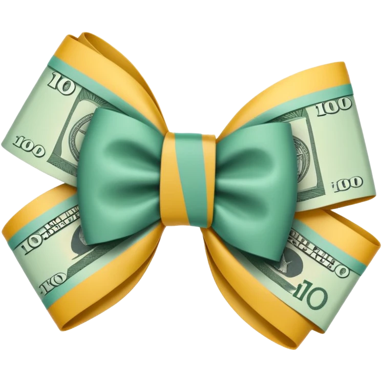 draw australian $100 notes in a bow emoji