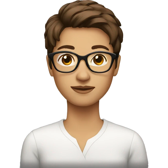 Short brown hair with glasses emoji