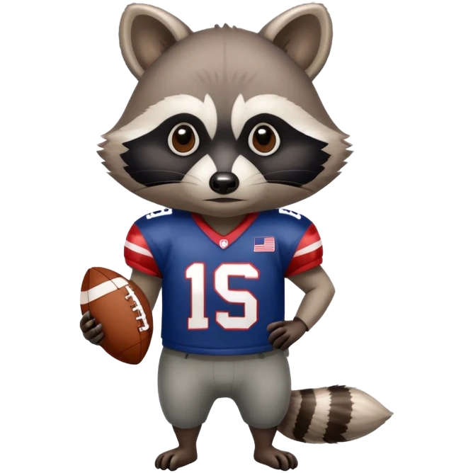 Raccoon pointing in an American football jersey emoji