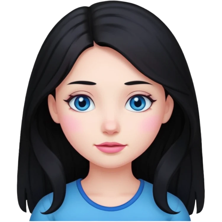 Clean girl long and black Hair and pink Cheek emoji