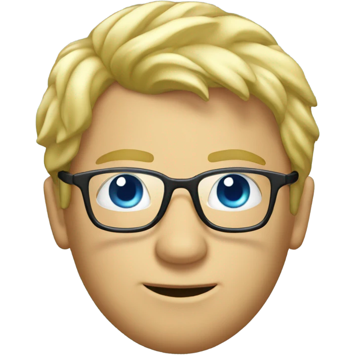 a blond man with glasses and the reflection of a foot on glass emoji