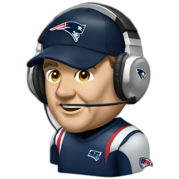 bill belichick, new england patriots, with headset andmicrophone emoji