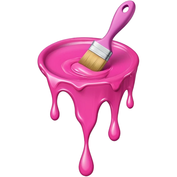 flying art brush dripping pink slop emoji