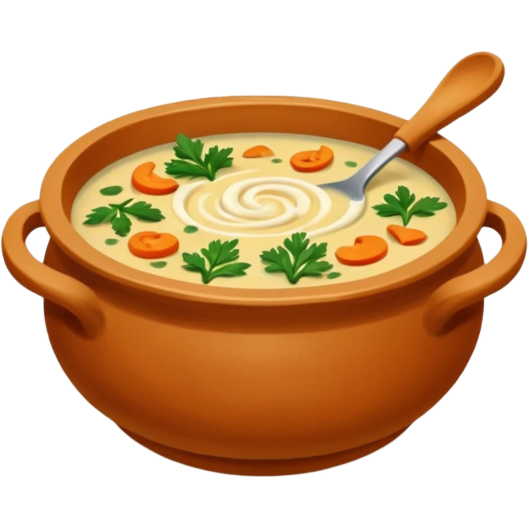 soup in clay, no spoon emoji