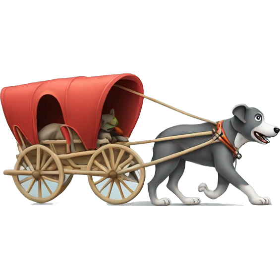 Dog sled pulled by elephant  emoji