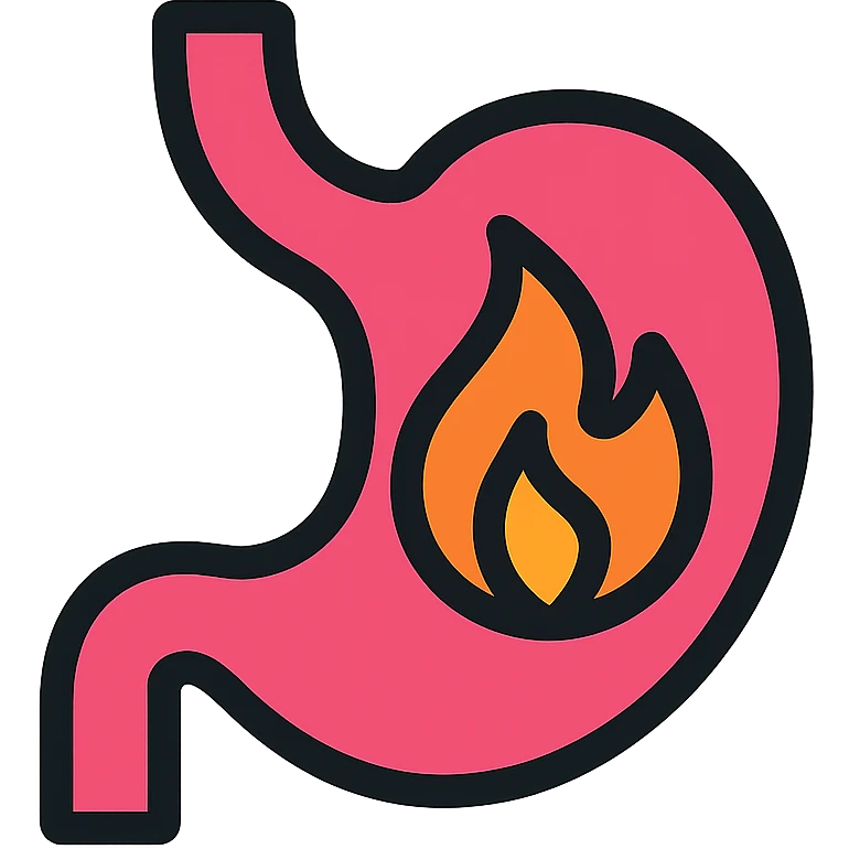simple stomach icon with fire emoji