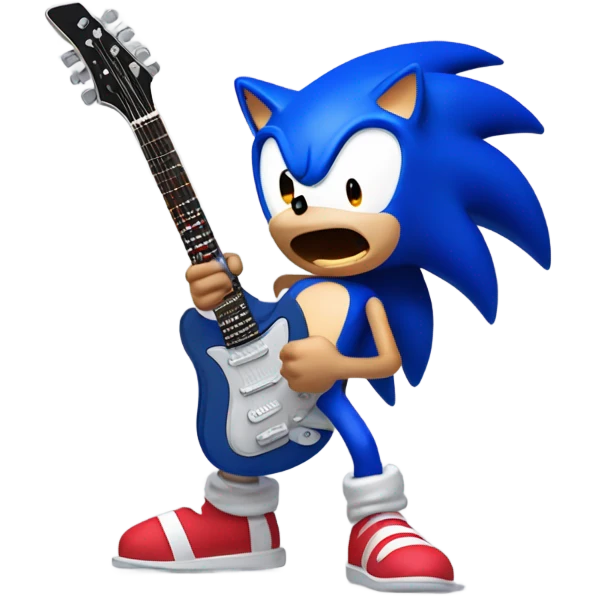 Sonic imitating a guitar player but isnt holding an actual guitar emoji