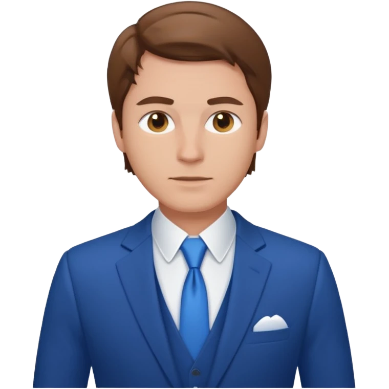 white man with brown hair in blue elegant suit emoji
