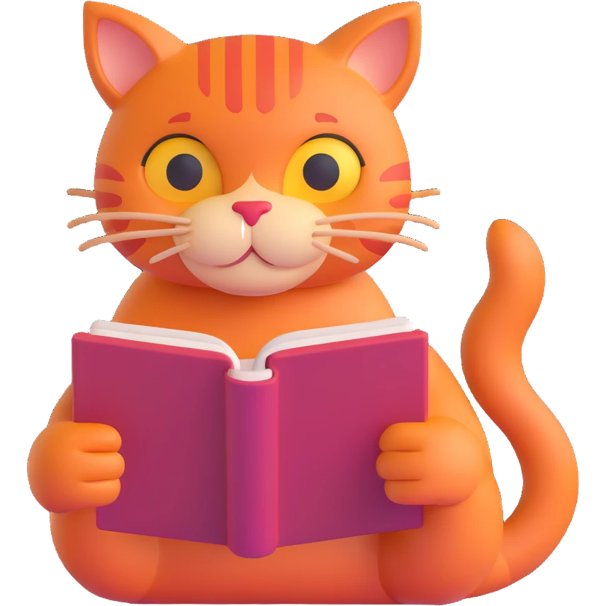 red cat reading a book emoji