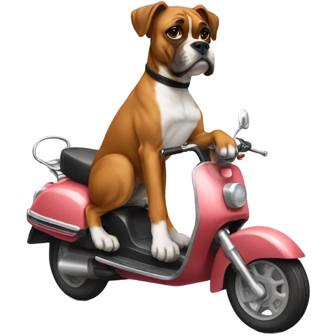 Boxer dog on a scooter emoji