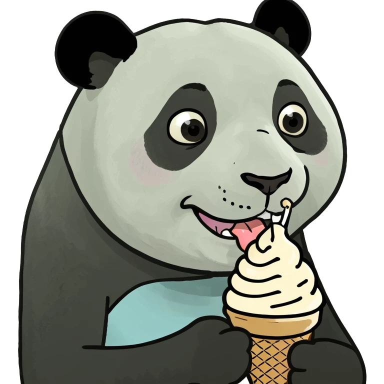 Panda eating ice cream emoji