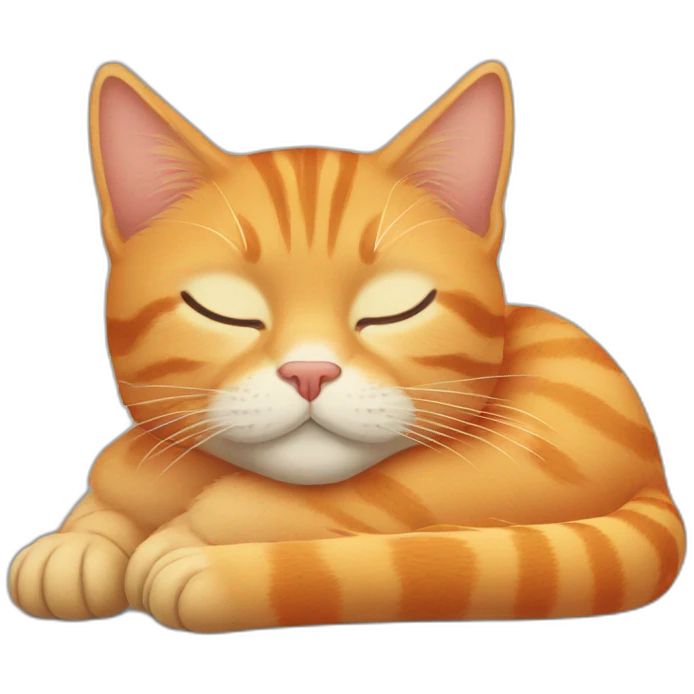 orange tabby cat with eyes barely open, sleeping emoji