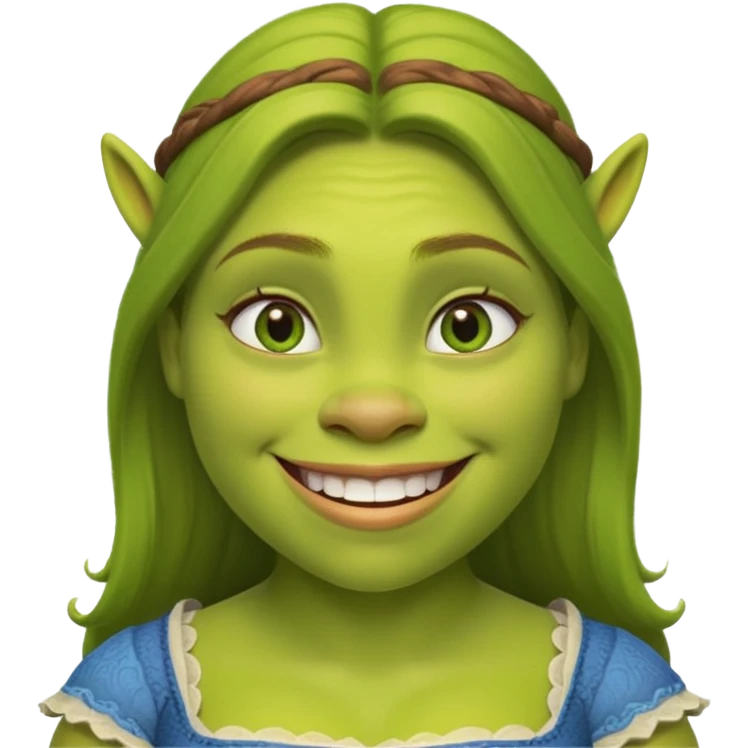 Fiona from Shrek, green ogre girl, smiling emoji