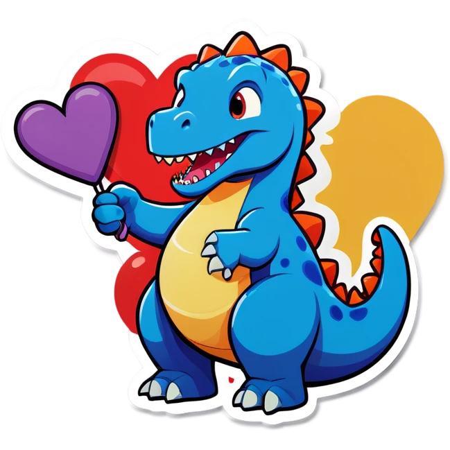 Dinosaur holding a heart  emoji