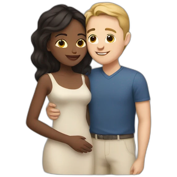 asina woman and white men cuddle virtually emoji