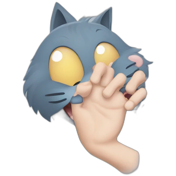russian blue cat bite finger emoji