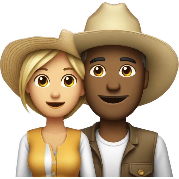 Mujer y Hombre con sombreros de campo   emoji