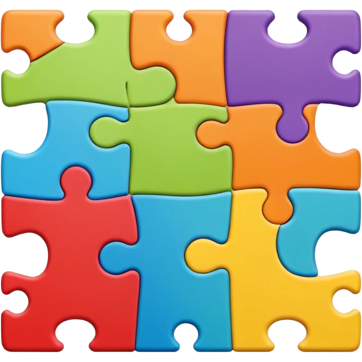 An icon showing connected jigsaw puzzle pieces with letters emoji