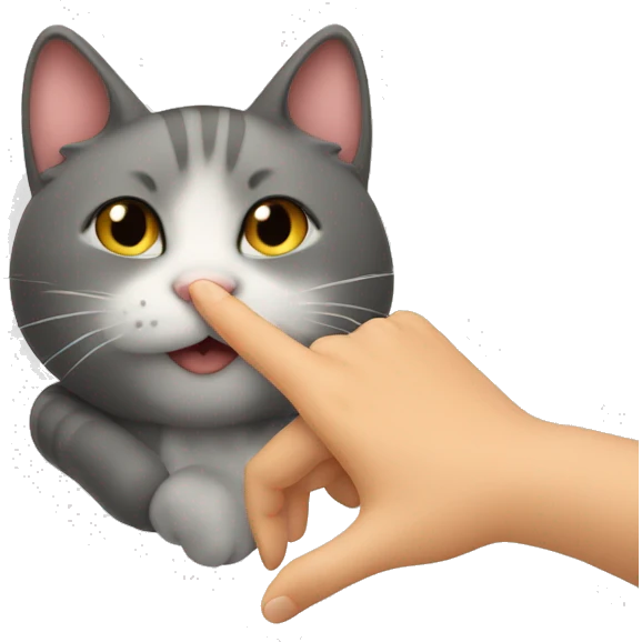 Hand touching a cat, a boop emoji