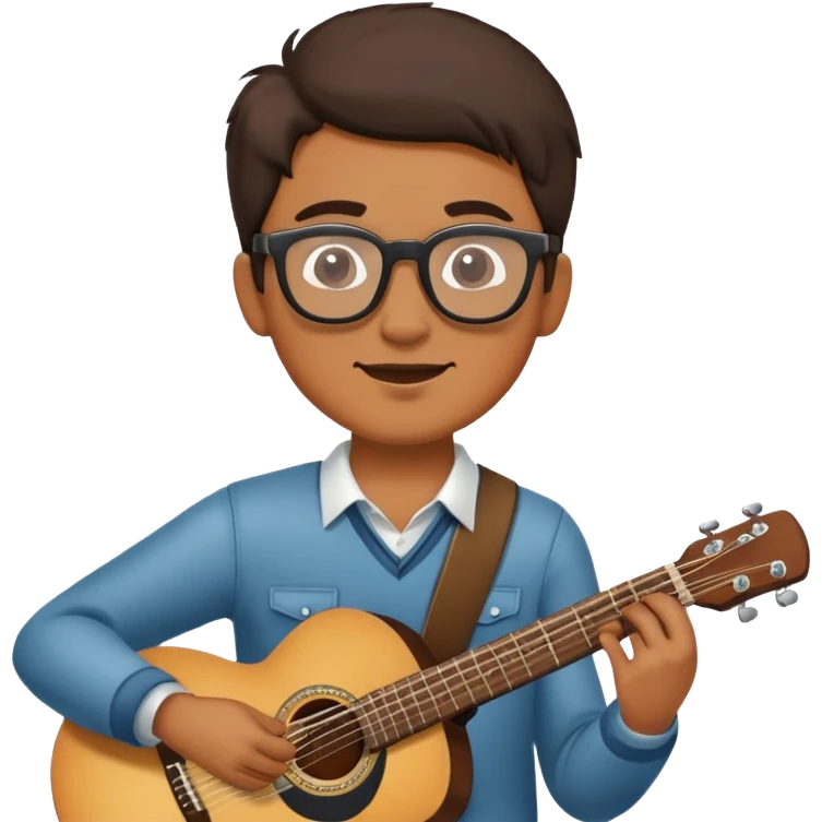 Man wearing glasses with guitar  emoji